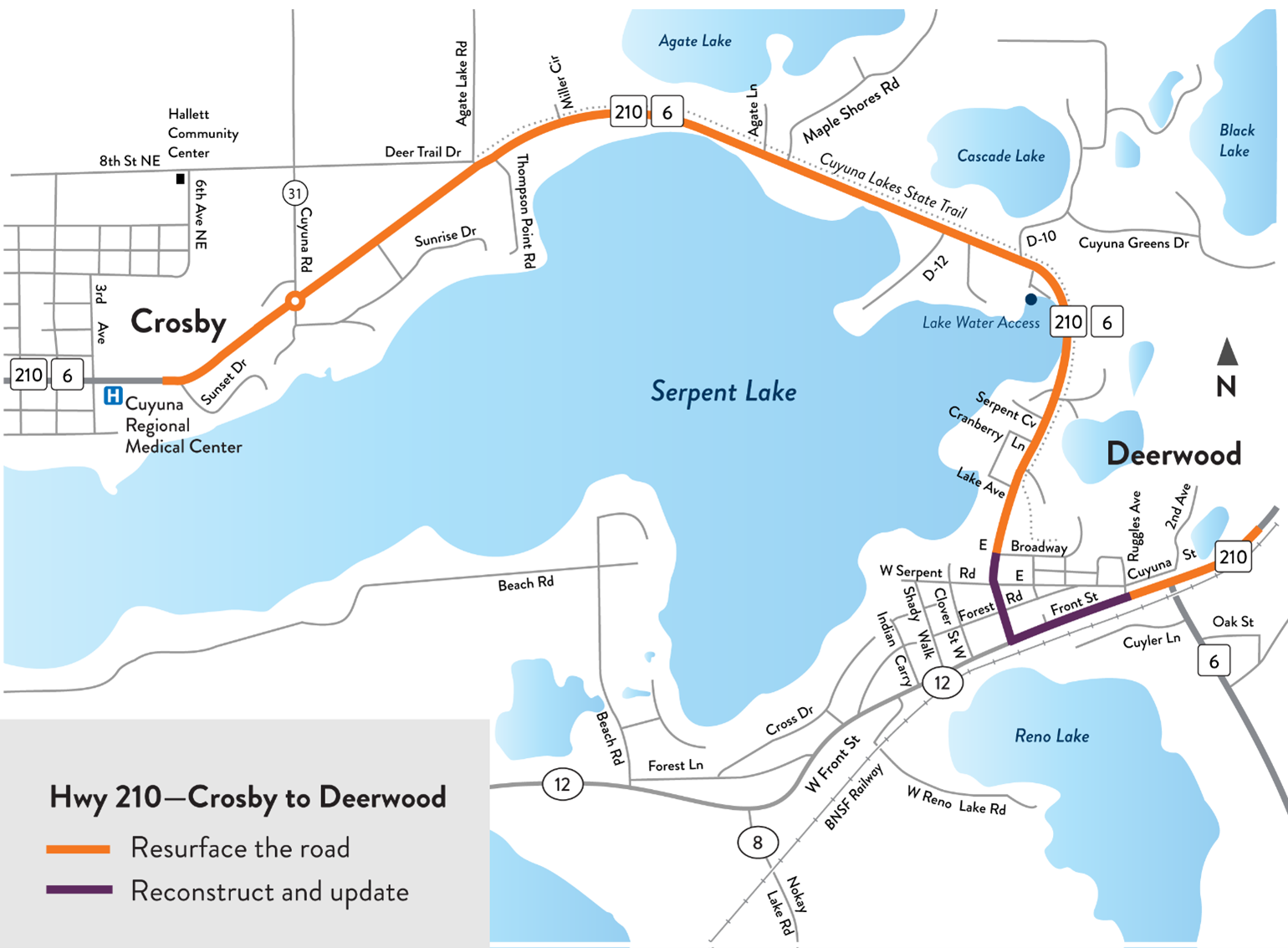 Hwy 210- Crosby to Deerwood mape Hwy 210 -Crosby to Deerwood