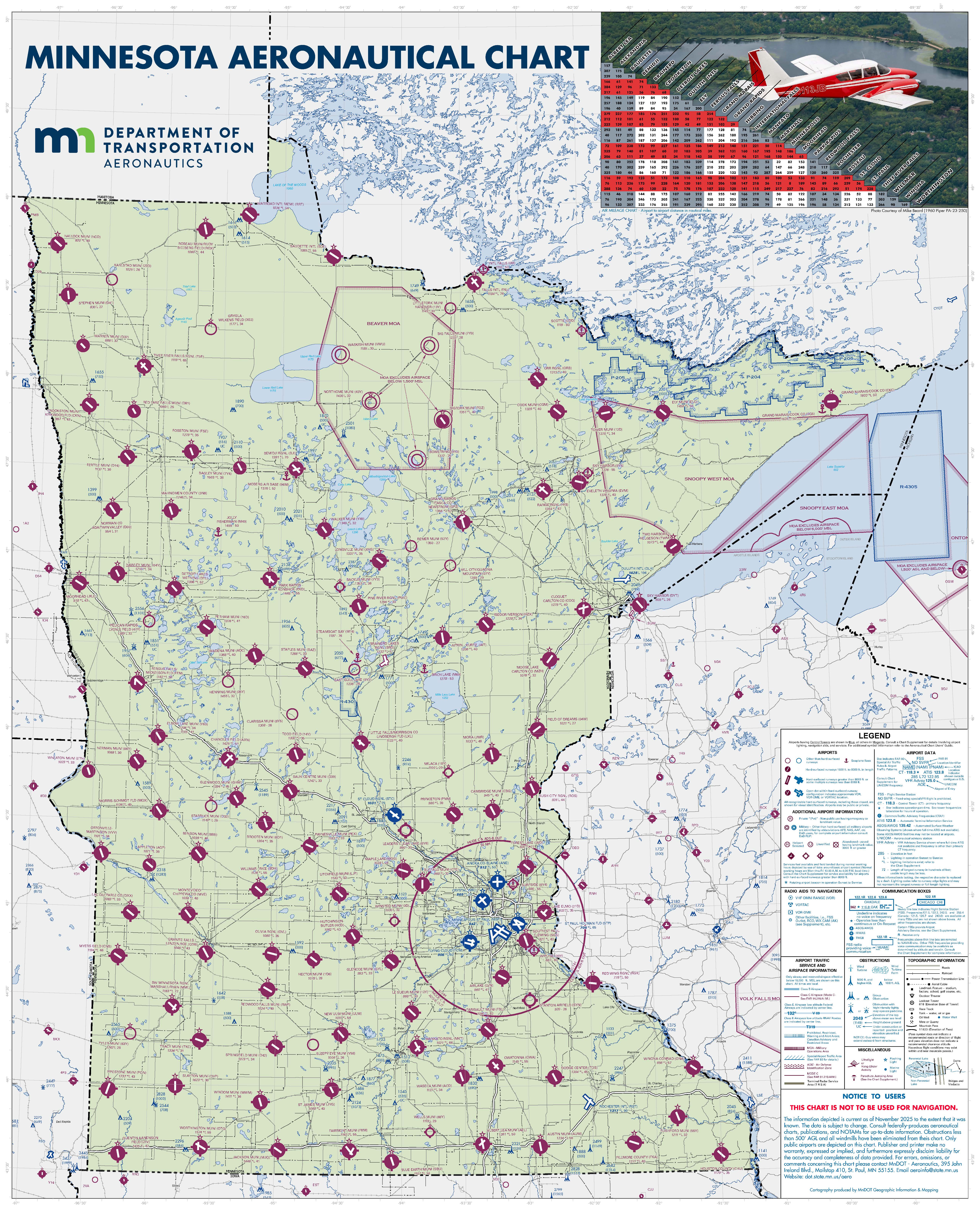Simplified Minnesota Aeronautical Chart