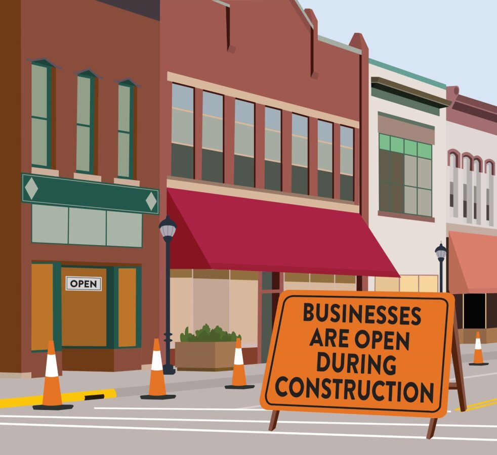 Businesses open during construction illustration