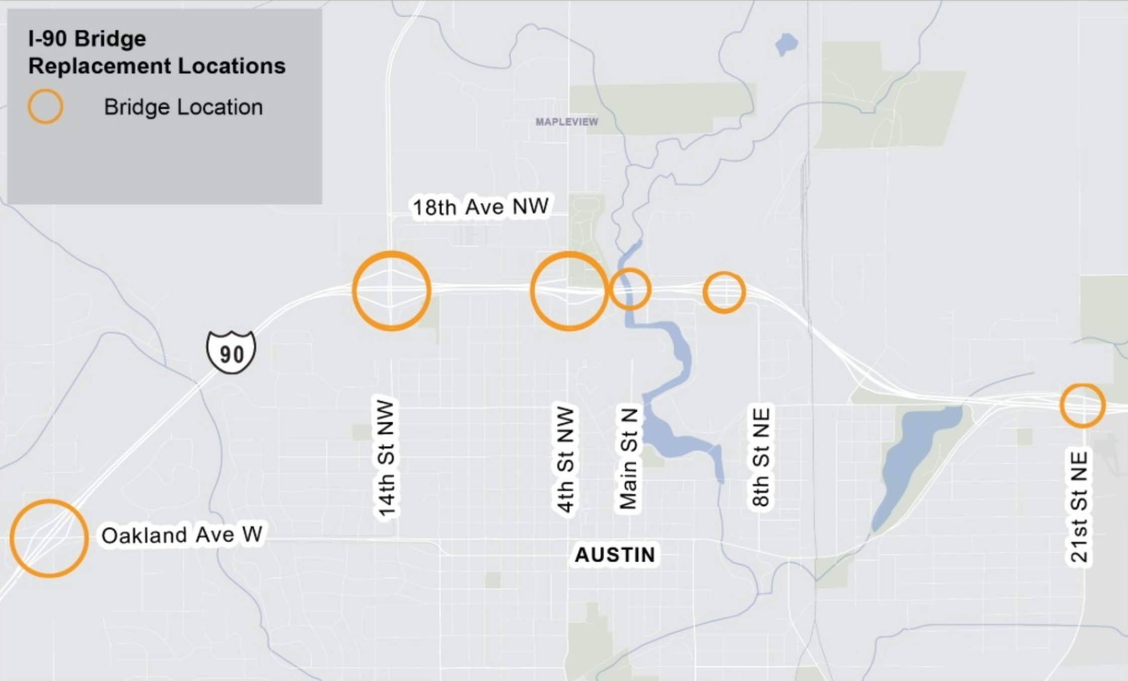 I-90 bridge reconstruction project map